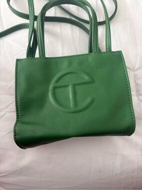 Telfar Green Embossed Logo Mini Shopper Crossbody